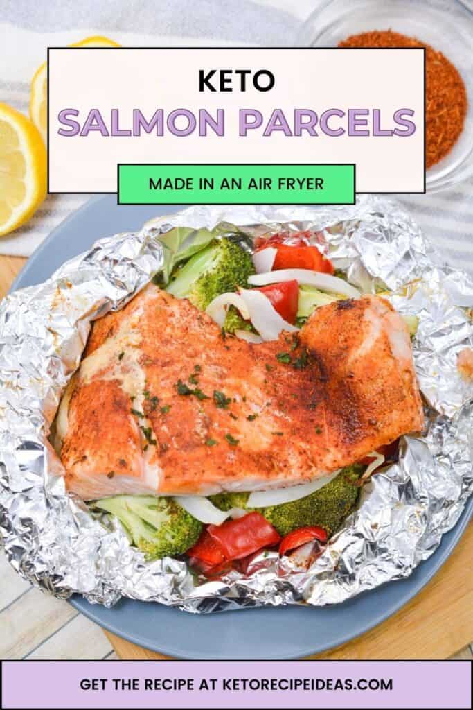 Pin image for Keto Air Fryer salmon recipe.