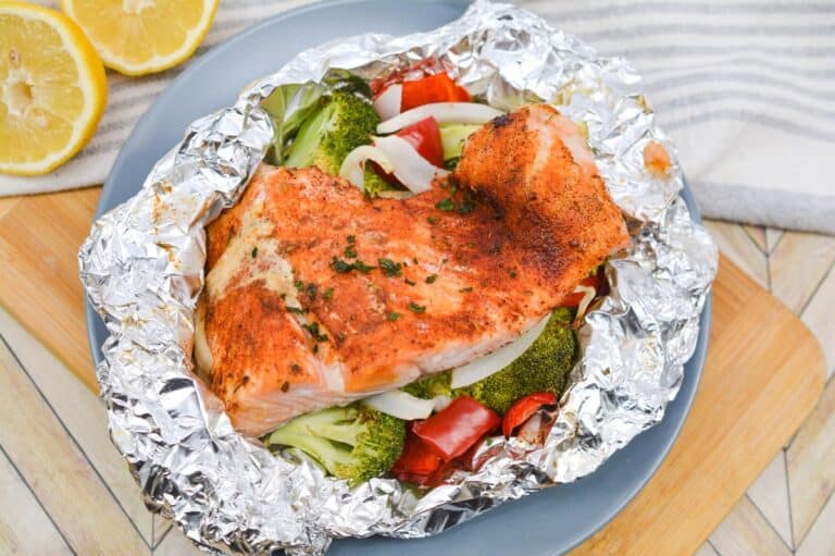 Keto air fryer salmon parcels ready to eat.