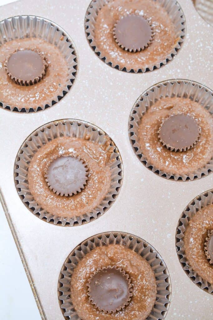 Reeses peanut butter filled keto cupcakes.
